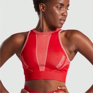 Gymshark Women’s Red Seamless High Neck Sports Bra - Size Small